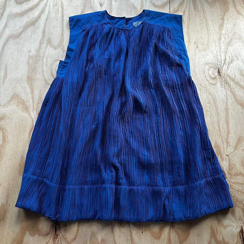 Anthropologie Cobalt Blue Pleated Bubble Mini Dress - XL